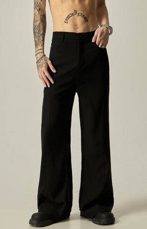 Sleek Noir Wide-Leg Dress Trousers sneakershuborg