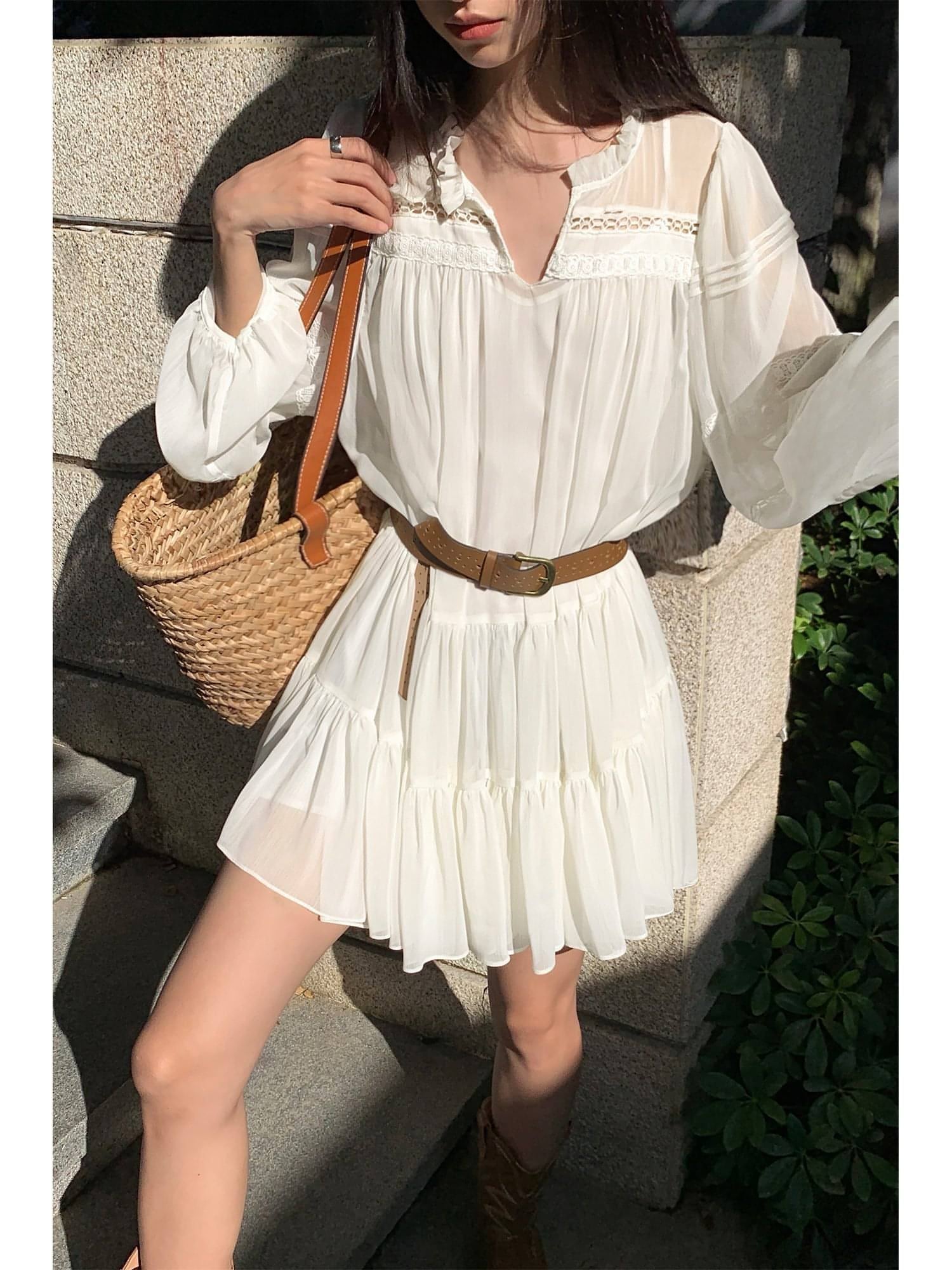 Summer French Style White Shirt Dress - sneakershuborg