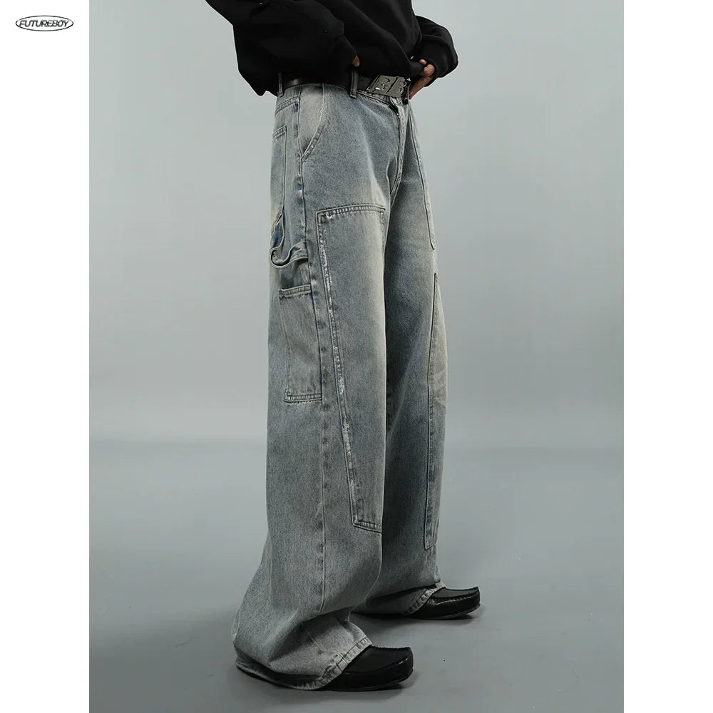 Industrial Drift Wide-Leg Cargo Jeans sneakershuborg