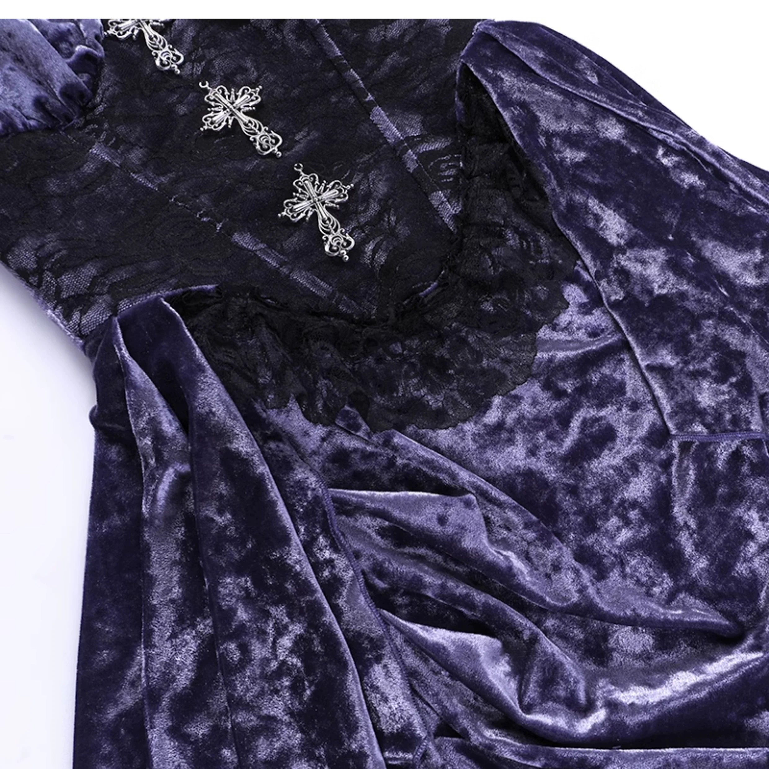 Wannathis Gothic Velvet Corset Dress Set - Purple High-Low Gown With Lace Trim And Black Lace Bolero - sneakershuborg