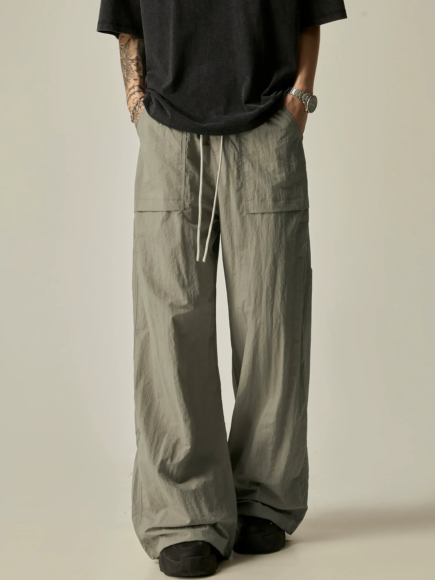 Wide-Leg Linen Drawstring Lounge Pants sneakershuborg