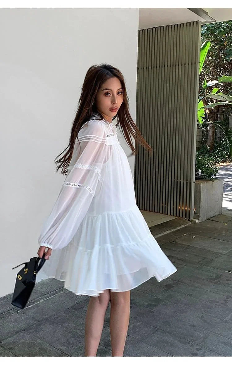 Summer French Style White Shirt Dress - sneakershuborg