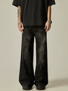 Wide-Leg Distressed Black Denim Jeans sneakershuborg