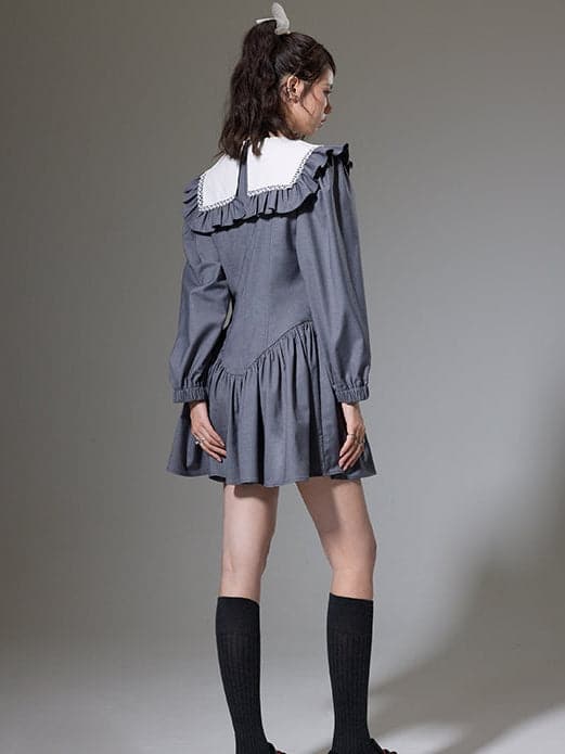 A-Line Dress With Doll Collar - sneakershuborg