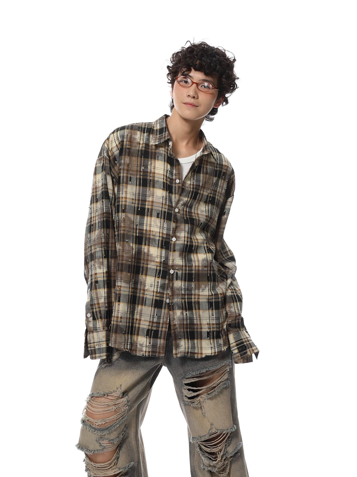 Vintage Plaid Oversized Flannel Shirt sneakershuborg