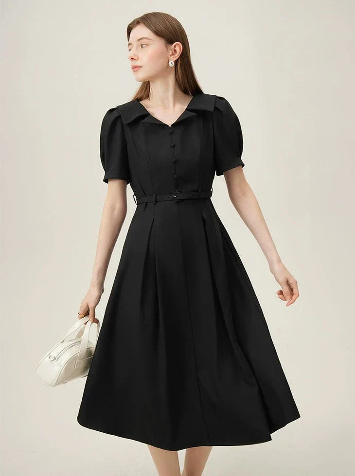 Vintage-Inspired Silhouette Elegant Midi Dress sneakershuborg