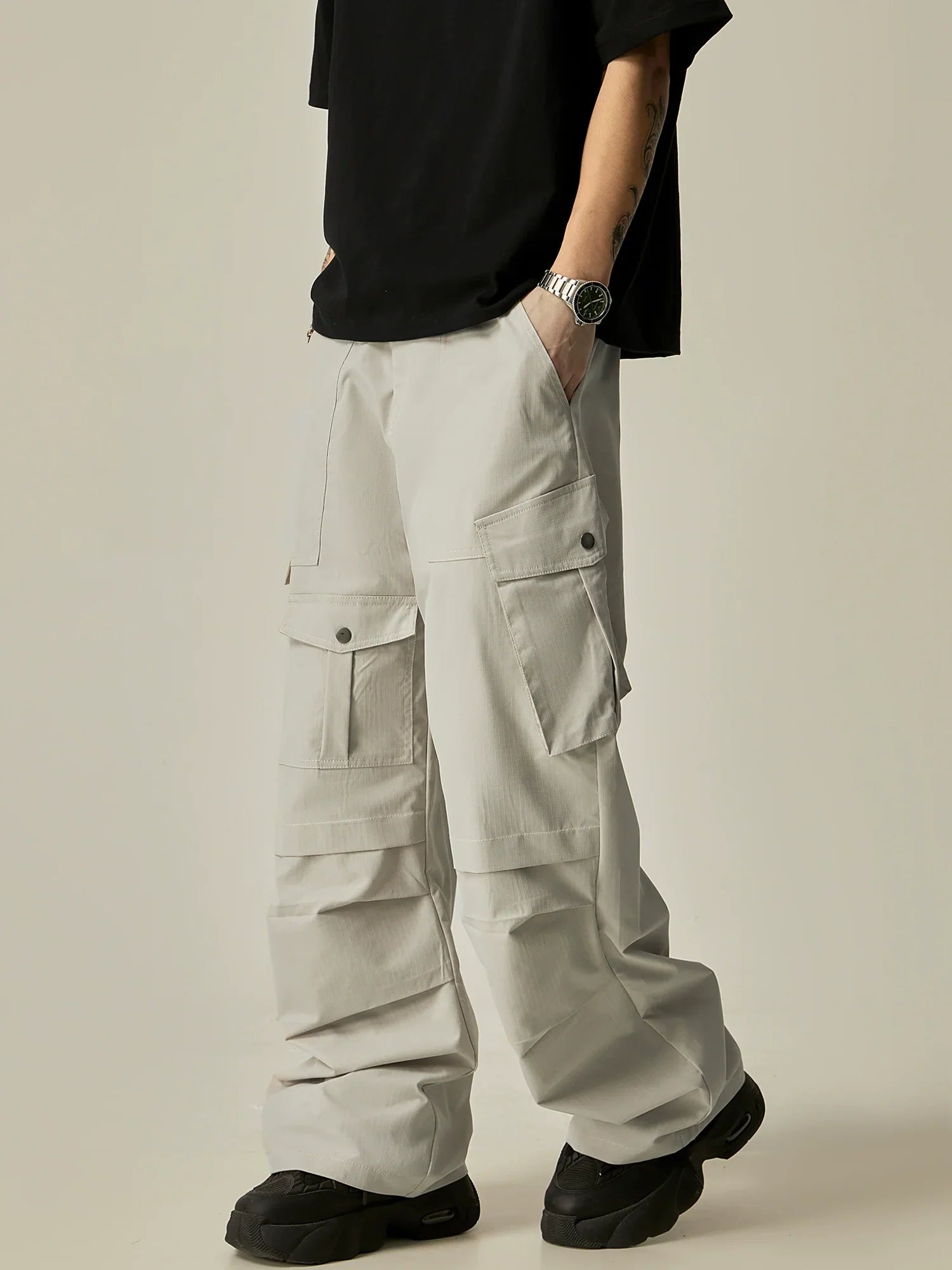 Stealth Shadow Wide-Leg Tactical Cargo Pants sneakershuborg