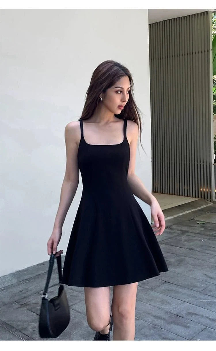 Summer Collection: Black Square-Neck A-Line Dress - sneakershuborg