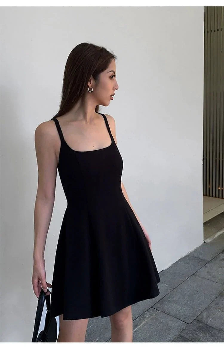 Summer Collection: Black Square-Neck A-Line Dress - sneakershuborg