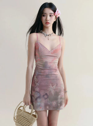 Watercolor Floral Satin Slip Dress sneakershuborg