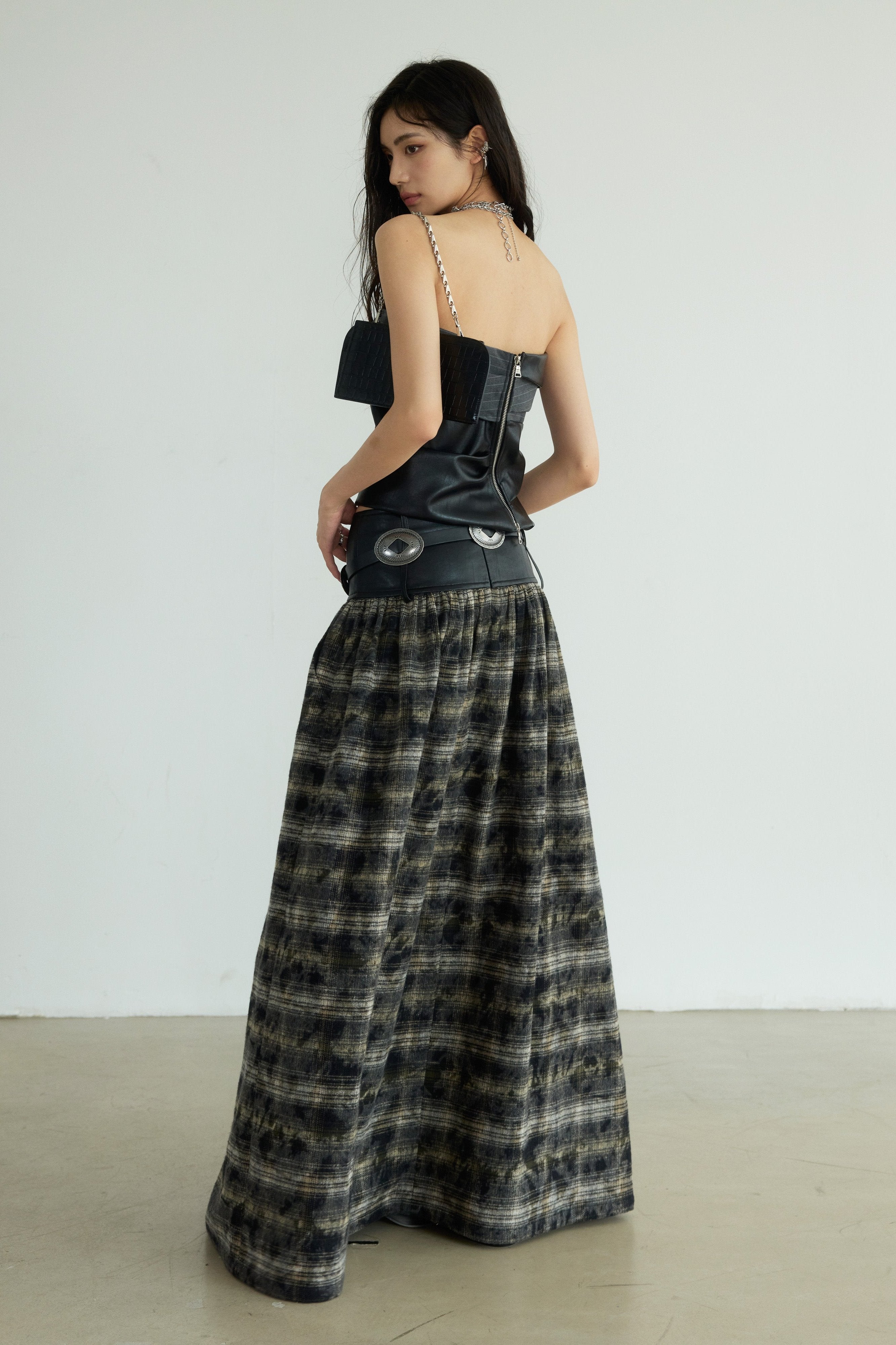 Highland Mist Plaid Maxi Skirt sneakershuborg