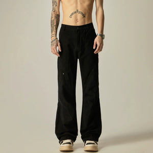 Wide-Leg Paneled Black Trousers sneakershuborg