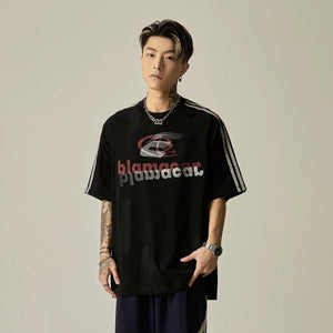 Blamacal Triple Stripe Oversized Logo Tee sneakershuborg