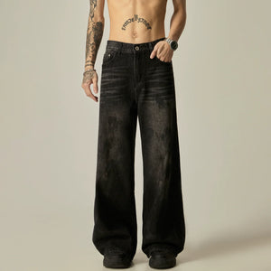 Wide-Leg Distressed Dark Wash Jeans sneakershuborg