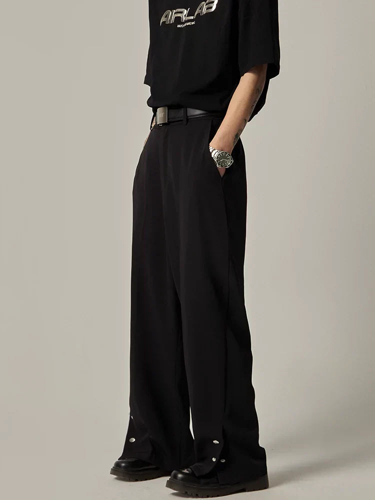 Wide-Leg Snap-Hem Dress Pants sneakershuborg