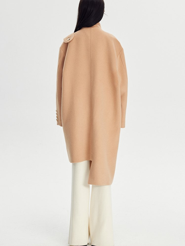 Woolen Coat With Horn Button - sneakershuborg