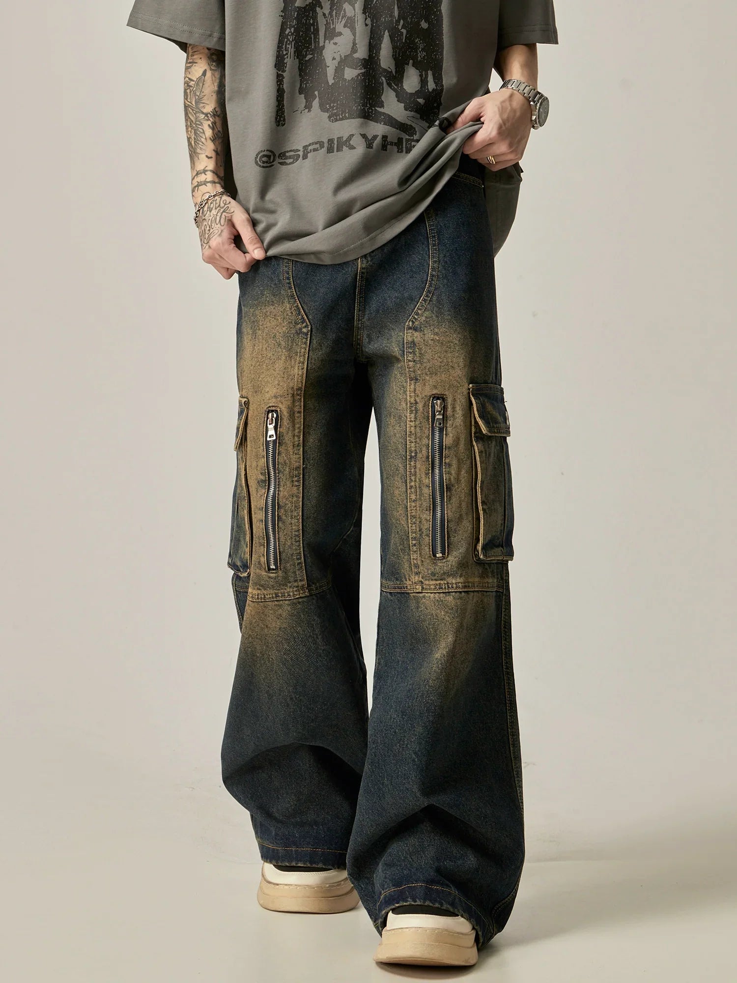 Ombre Blaze Wide-Leg Cargo Jeans sneakershuborg