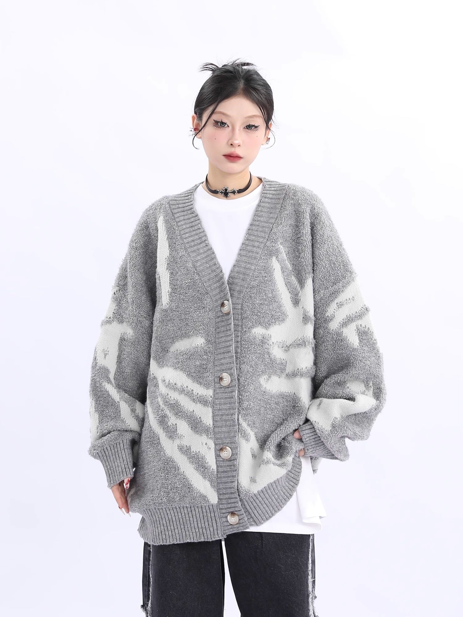 Abstract Pattern Knit Cardigan sneakershuborg