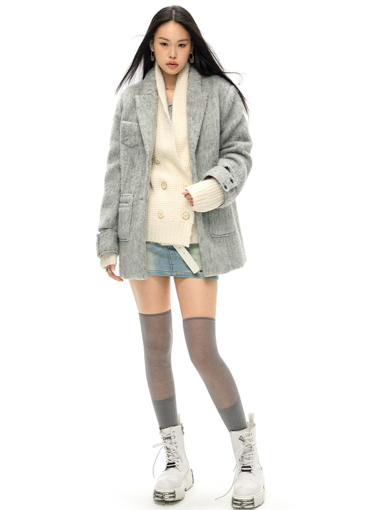 Wool Blend Oversize Jacket Coat - sneakershuborg