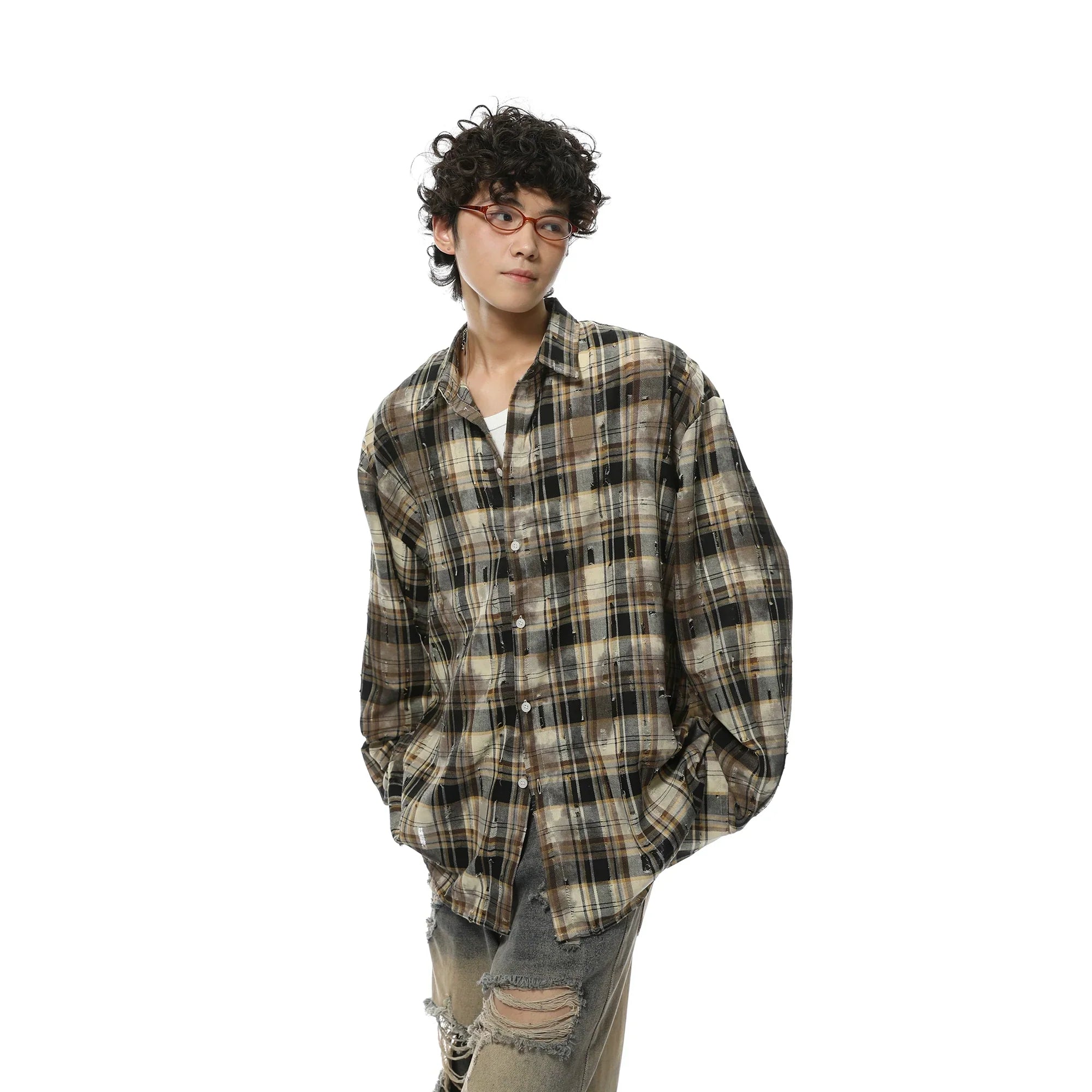 Vintage Plaid Oversized Flannel Shirt sneakershuborg