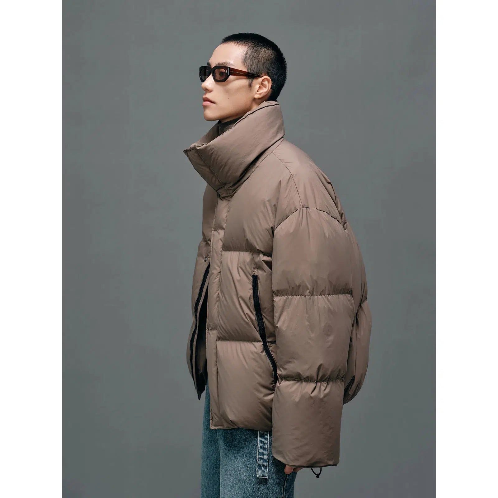 Zipped Down Jacket In Solid Color - sneakershuborg