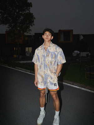 Abstract Print Short-Sleeve Button-Up Shirt - sneakershuborg