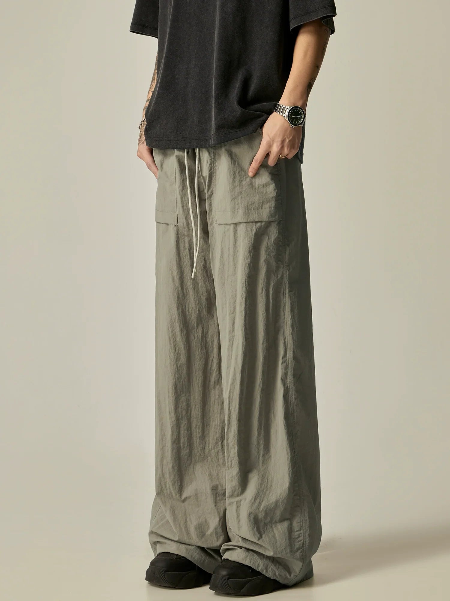 Wide-Leg Linen Drawstring Lounge Pants sneakershuborg