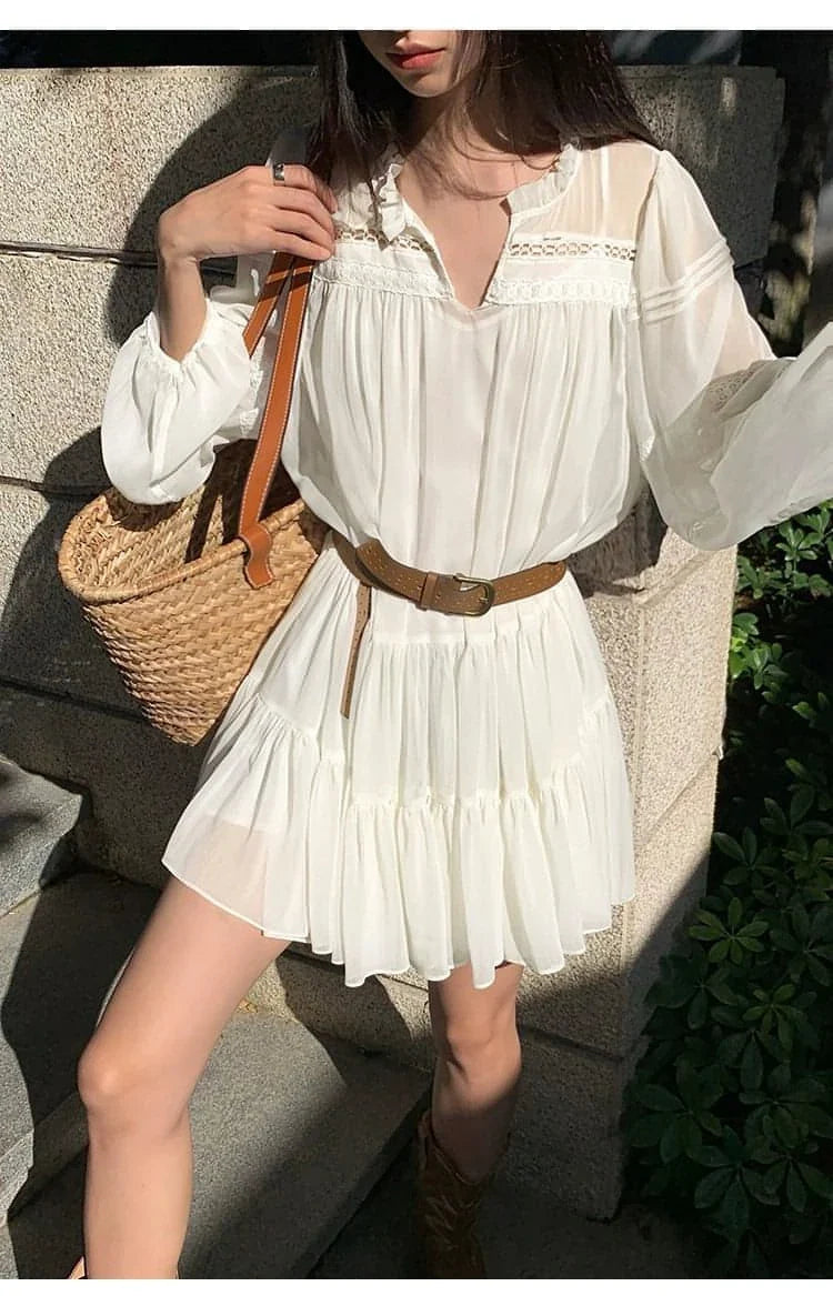 Summer French Style White Shirt Dress - sneakershuborg