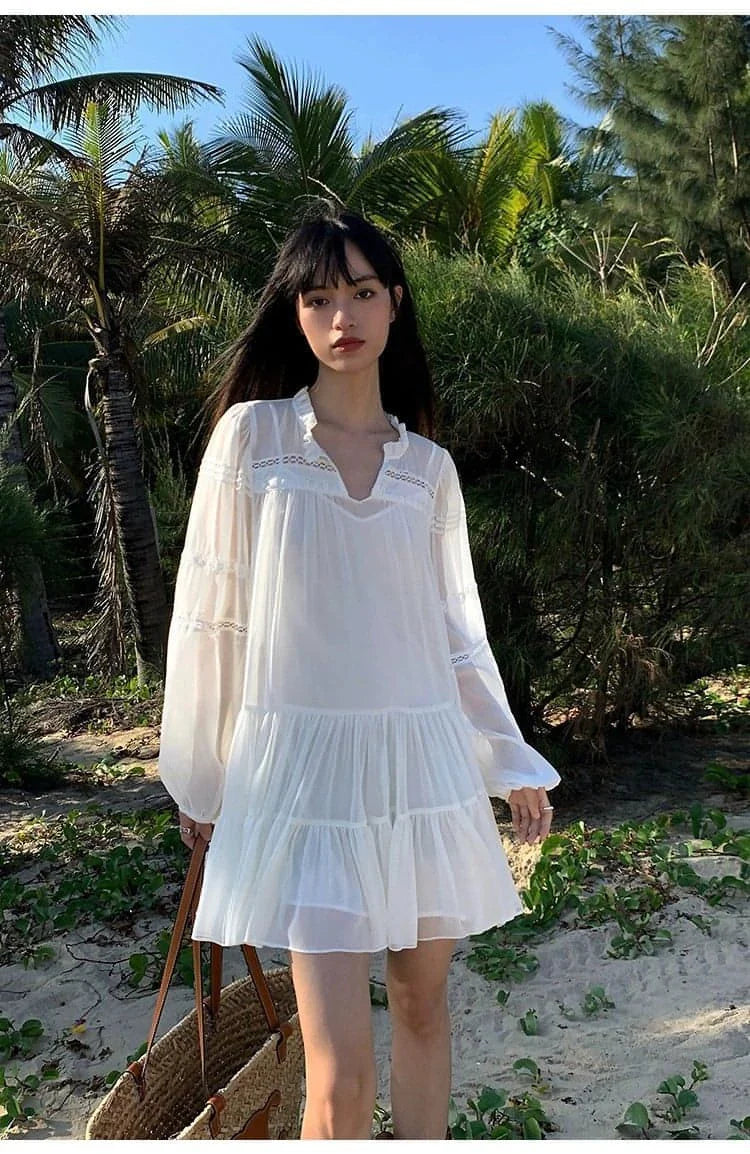 Summer French Style White Shirt Dress - sneakershuborg