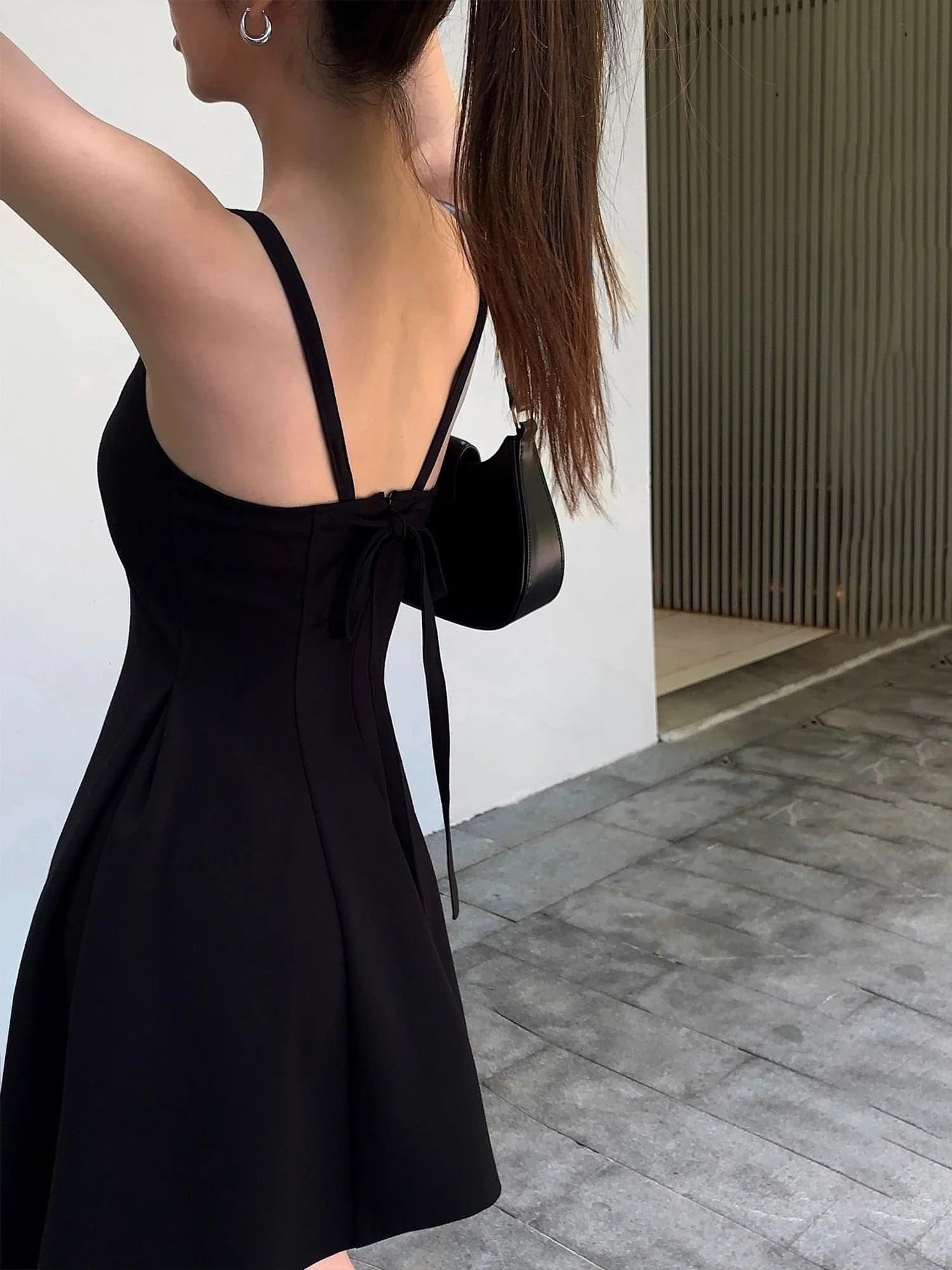 Summer Collection: Black Square-Neck A-Line Dress - sneakershuborg