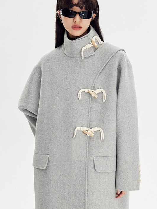 Woolen Coat With Horn Button - sneakershuborg