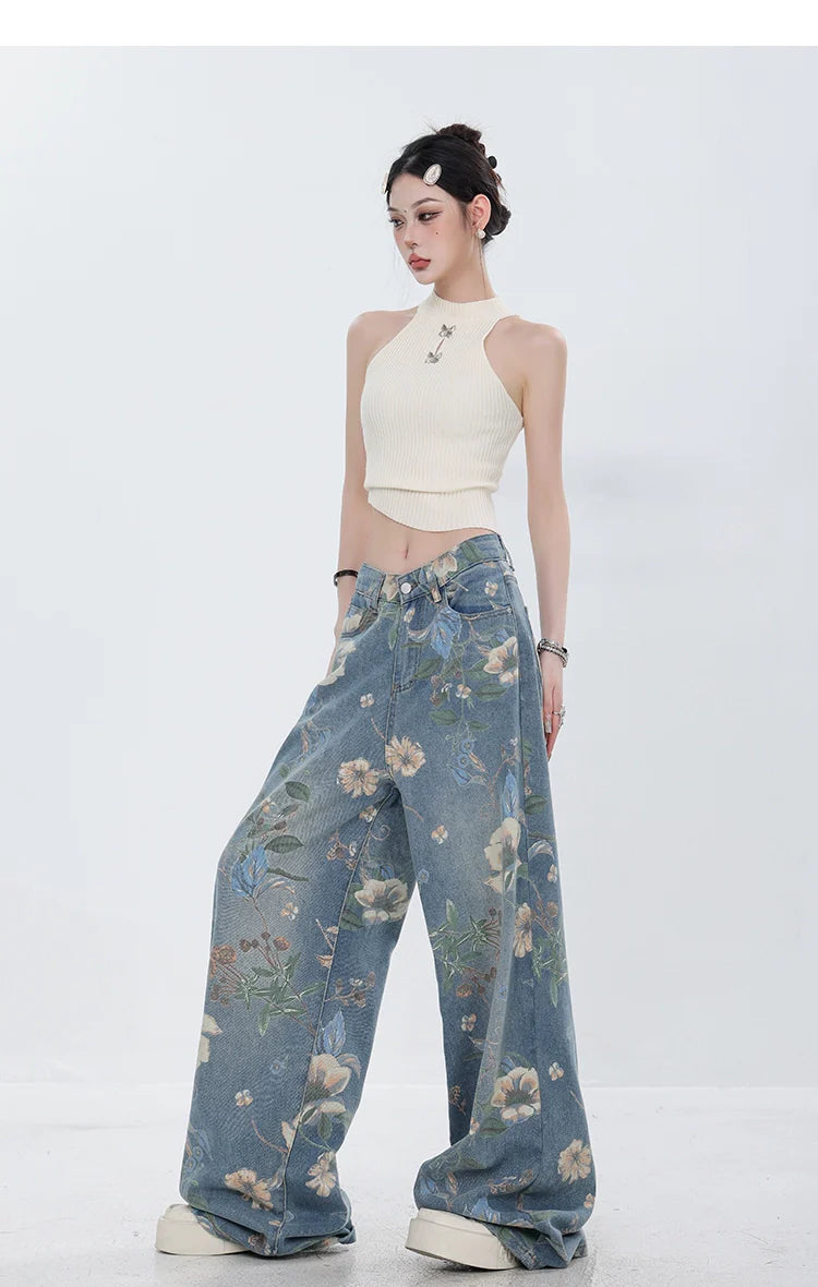 ABWEAR Blooming Botanica Wide-Leg Jeans sneakershuborg