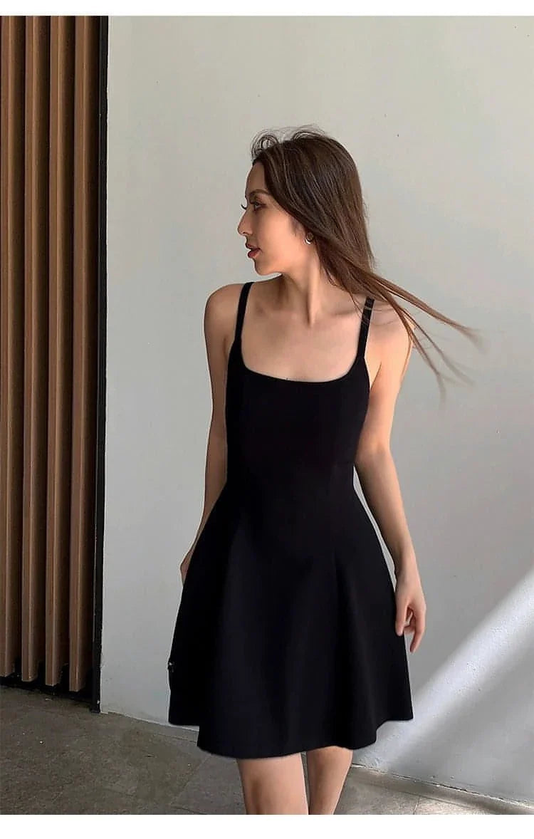 Summer Collection: Black Square-Neck A-Line Dress - sneakershuborg