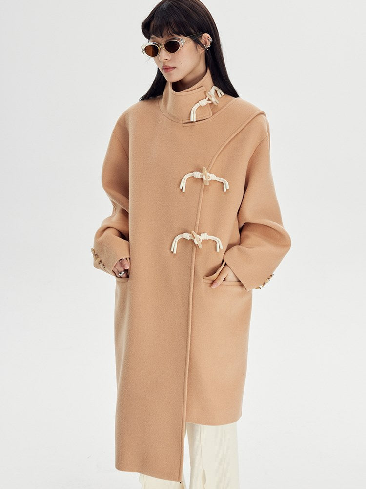 Woolen Coat With Horn Button - sneakershuborg