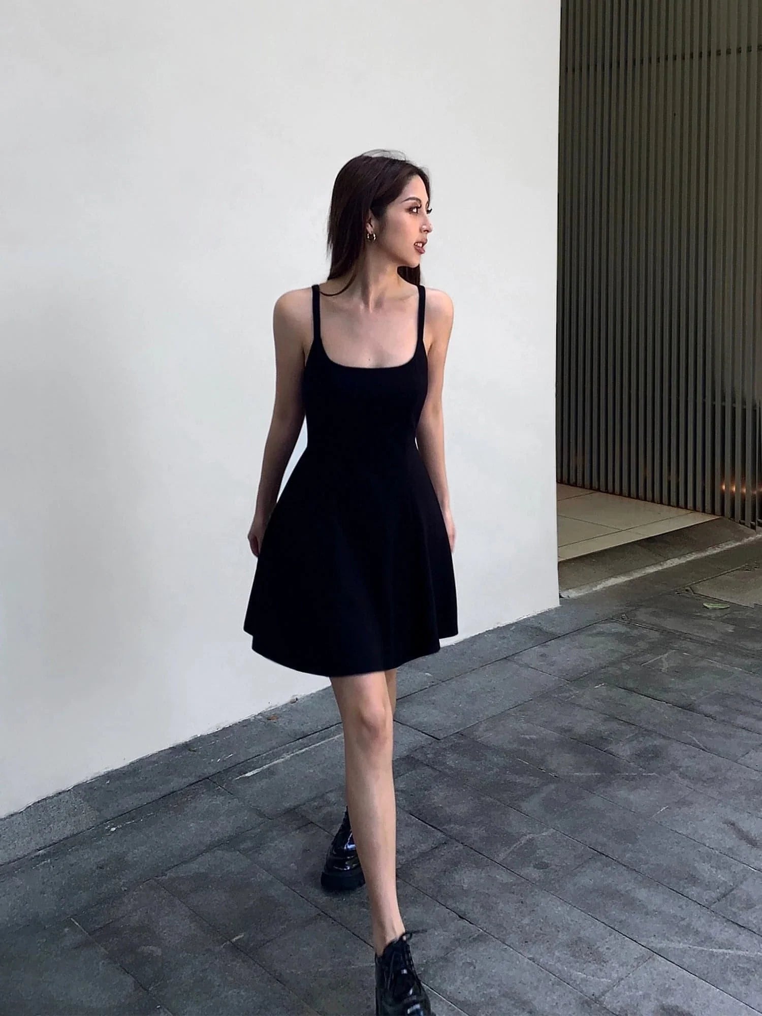 Summer Collection: Black Square-Neck A-Line Dress - sneakershuborg