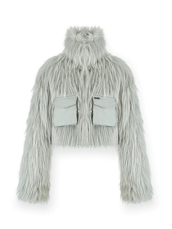 Work Pocket Long Hair Short Eco-Friendly Fur Jacket - sneakershuborg