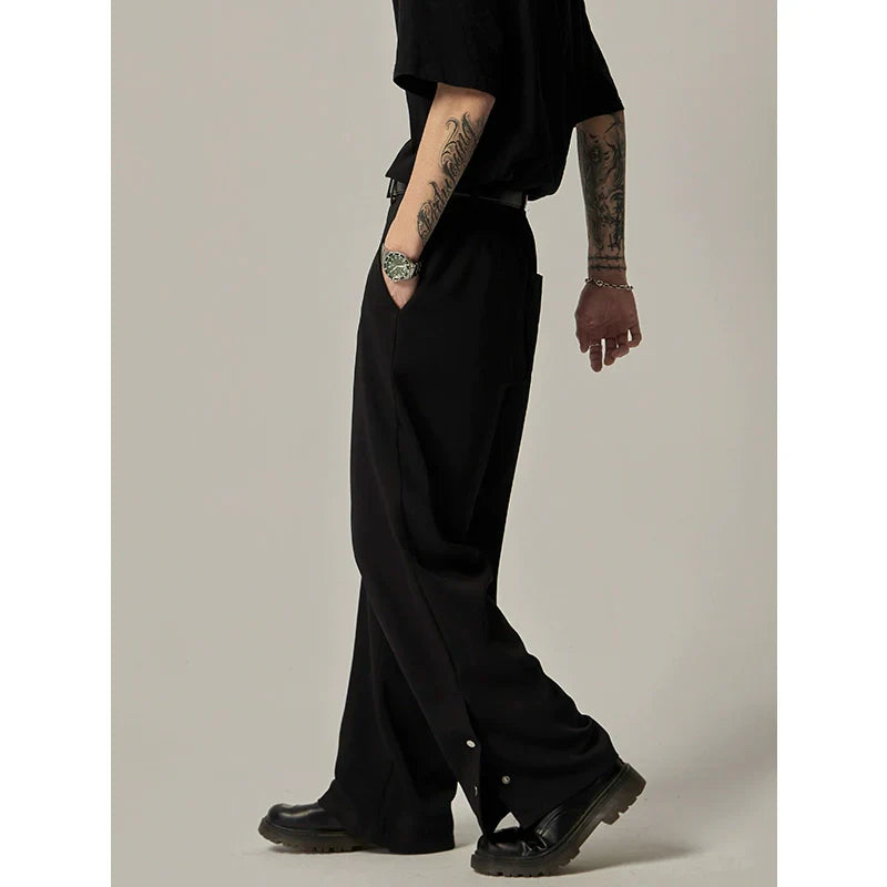 Wide-Leg Snap-Hem Dress Pants sneakershuborg