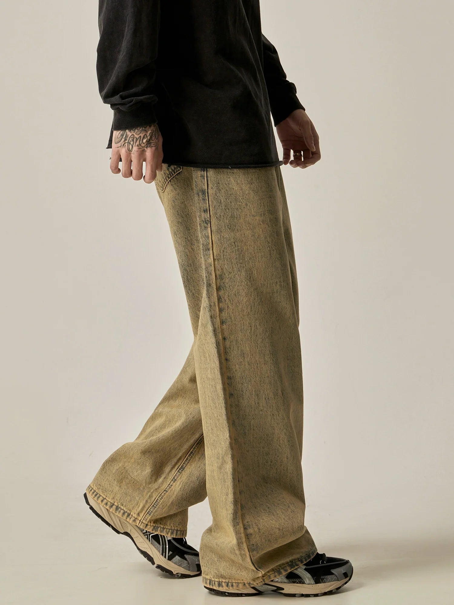 Vintage Wheat Wide-Leg Relaxed Fit Jeans sneakershuborg