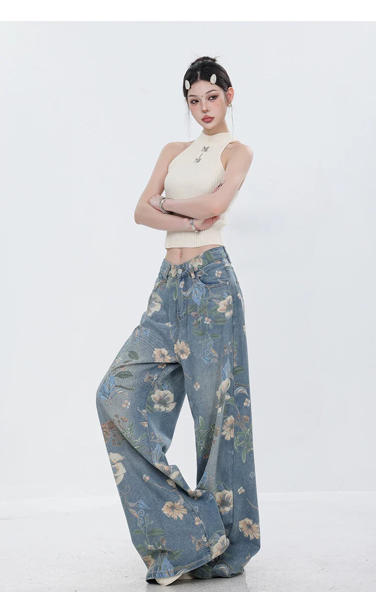 ABWEAR Blooming Botanica Wide-Leg Jeans sneakershuborg