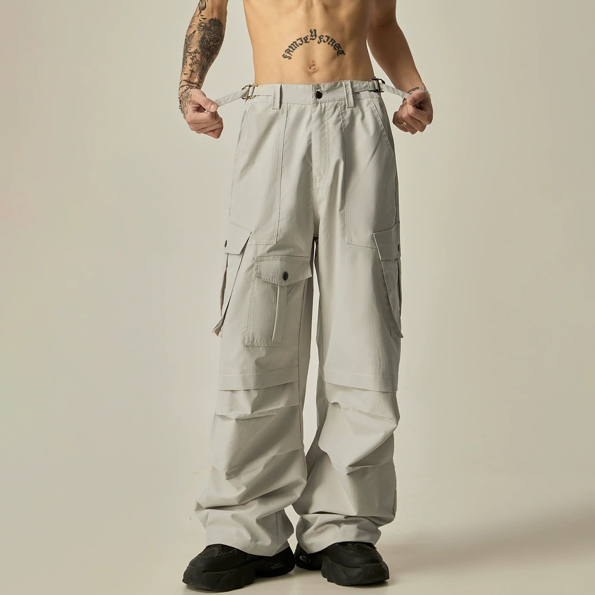 Stealth Shadow Wide-Leg Tactical Cargo Pants sneakershuborg