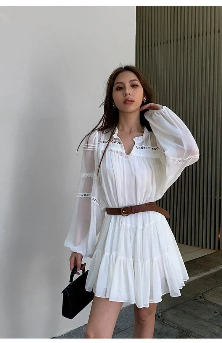 Summer French Style White Shirt Dress - sneakershuborg