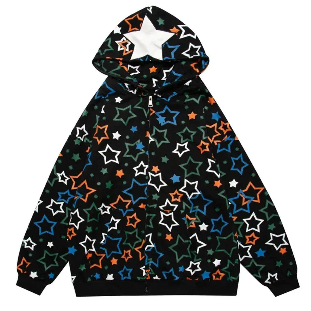 Zip Up Hoodie With Stars - sneakershuborg