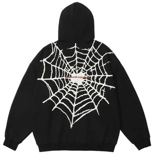 Spider Web Black Zip Up Hoodie - sneakershuborg