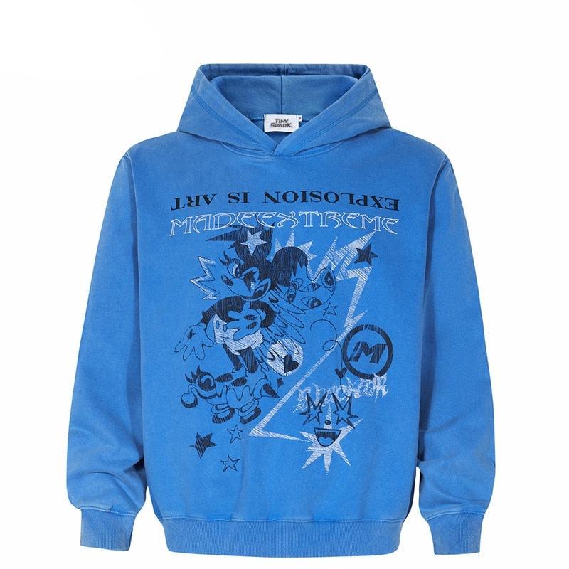 Blue hoodie streetwear - sneakershuborg