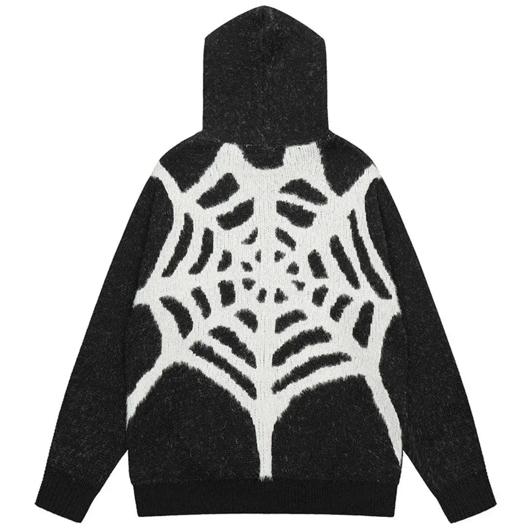 Knitted Black Spider Web Hoodie - sneakershuborg