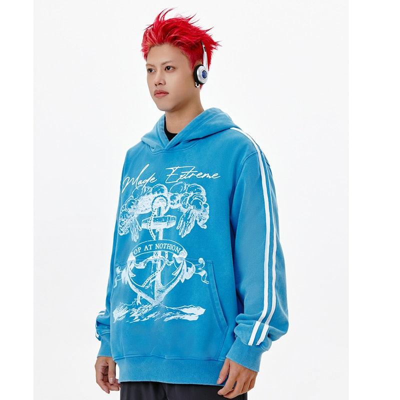 Blue streetwear hoodie - sneakershuborg