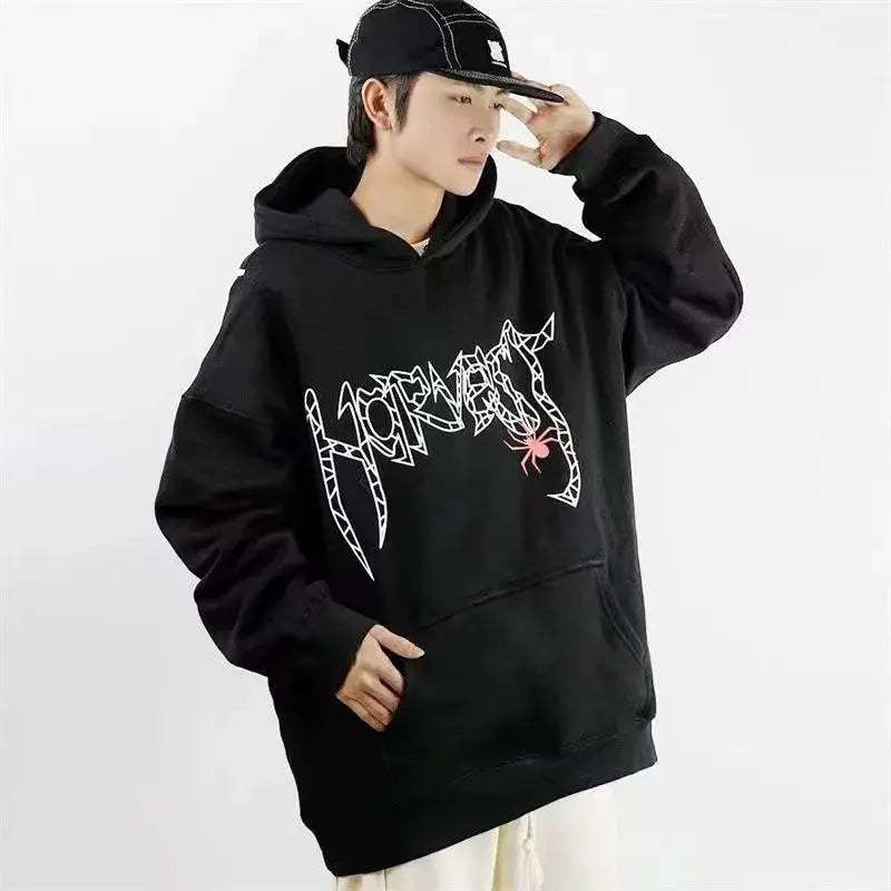 Black Oversized Spider Hoodie - sneakershuborg