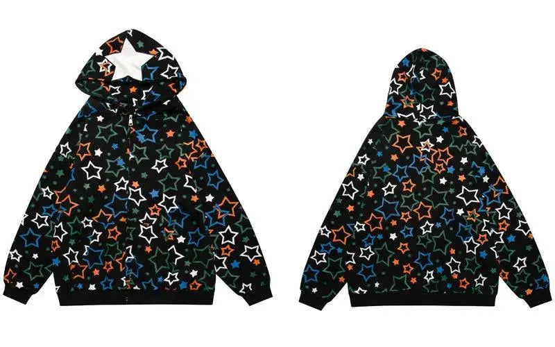 Zip Up Hoodie With Stars - sneakershuborg