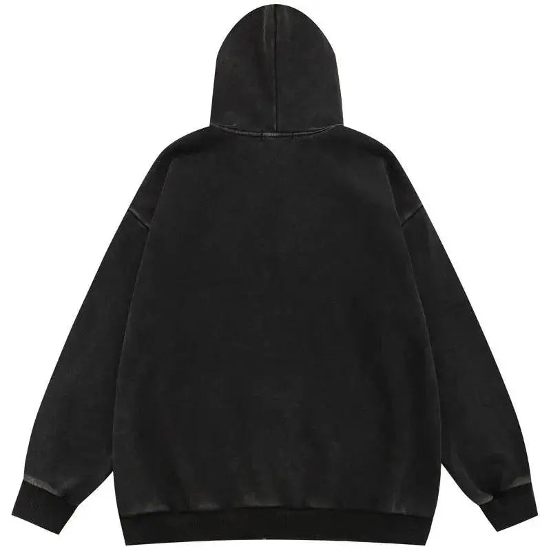 Black Embroidery Star Zipper Hoodie - sneakershuborg