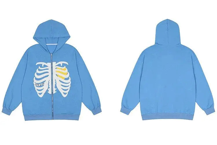 Blue Skeleton Hoodie Zipper - sneakershuborg